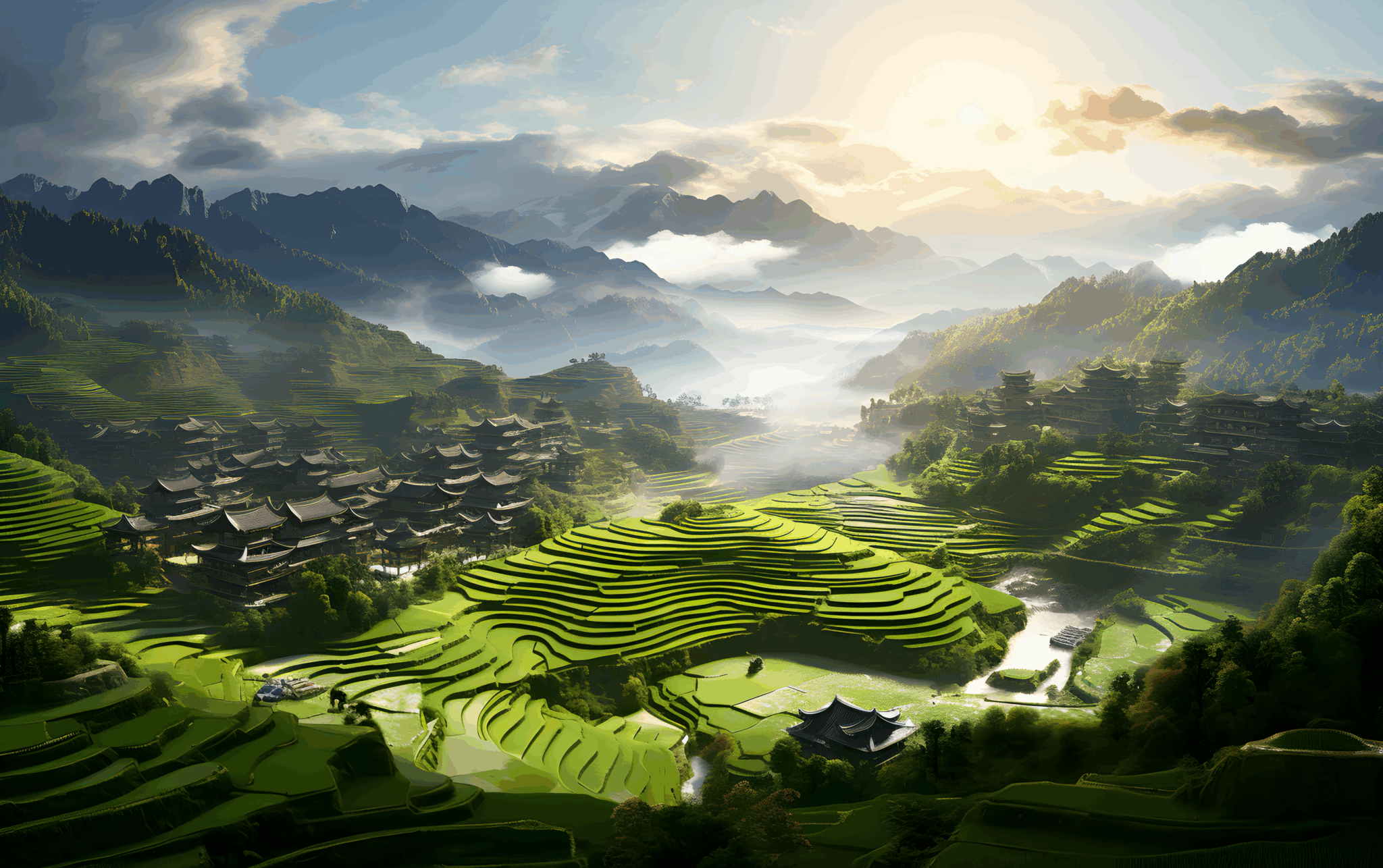aerial view mountain city nature